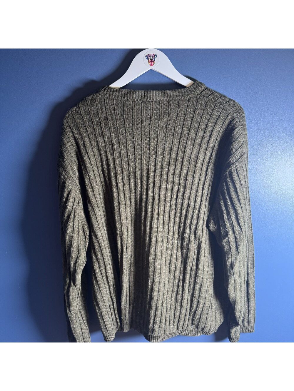 Vintage Jantzen Signature Olive Cable Knit V-Neck Sweater Made In Korea Sz L - Picture 3 of 8